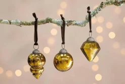Baubles & Tree Decorations^Nkuku Ura Baubles - Antique Green (Set of 3)