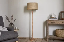 Floor Lamps^Nkuku Usha Classic Wooden Floor Lamp - Natural