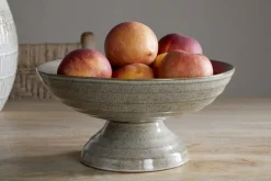 Bowls & Trays|Serving Bowls^Nkuku Valinha Earthenware Footed Bowl - Grey