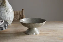 Bowls & Trays|Serving Bowls^Nkuku Valinha Earthenware Footed Bowl - Grey