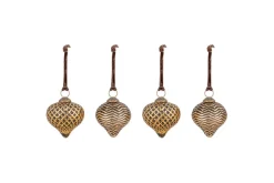 Baubles & Tree Decorations^Nkuku Varu Baubles - Black & Gold - (Set of 4)