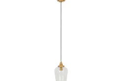 Pendant Lighting^Nkuku Varuna Mango Wood & Glass Pendant Lamp - Natural & Clear