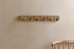 Hooks & Rails|Hooks & Rails^Nkuku Veduru Mango Wood Carved Hook - Natural (Row of 6)