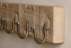 Hooks & Rails|Hooks & Rails^Nkuku Veduru Mango Wood Carved Hook - Natural (Row of 6)