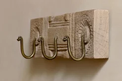 Hooks & Rails|Hooks & Rails^Nkuku Veduru Mango Wood Carved Hook - Natural (Row of 3)