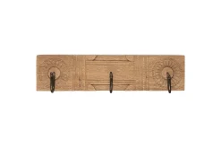 Hooks & Rails|Hooks & Rails^Nkuku Veduru Mango Wood Carved Hook - Natural (Row of 3)