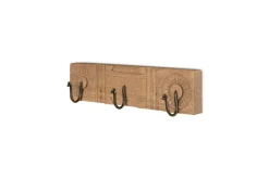 Hooks & Rails|Hooks & Rails^Nkuku Veduru Mango Wood Carved Hook - Natural (Row of 3)