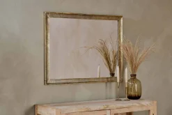 Wall Mirrors^Nkuku Yadur Rectangular Mirror - Antique Brass - Large