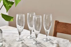 Entertaining Glasses|Wine & Champagne Glasses^Nkuku Yala Hammered Champagne Glass - (Set of 4) Clear Glass