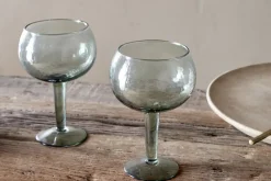 Entertaining Glasses|Christmas Table^Nkuku Yala Hammered Gin Glass - (Set of 2) Sage Green