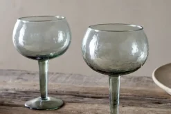 Entertaining Glasses|Christmas Table^Nkuku Yala Hammered Gin Glass - (Set of 2) Sage Green