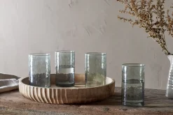Everyday Glassware|Tumblers^Nkuku Yala Hammered Highball - (Set of 4) Sage Green