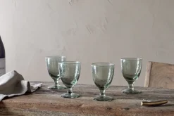 Entertaining Glasses|Wine & Champagne Glasses^Nkuku Yala Hammered Wine Glass - (Set of 4) Sage Green