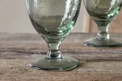Entertaining Glasses|Wine & Champagne Glasses^Nkuku Yala Hammered Wine Glass - (Set of 4) Sage Green