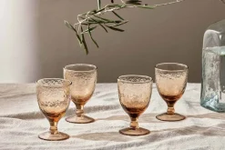 Entertaining Glasses|Wine & Champagne Glasses^Nkuku Yala Hammered Wine Glass - (Set of 4) Dusty Terracotta