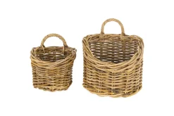 Baskets|Kitchen Storage^Nkuku Zawar Rattan Hanging Baskets - Natural (Set of 2)