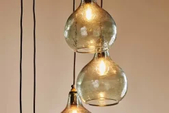 Statement Lighting|Pendant Lighting^Nkuku Ziva Statement Recycled Glass Cluster Pendant - Green Smoke