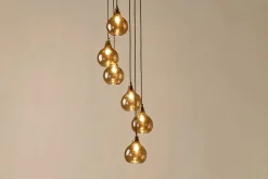 Statement Lighting|Pendant Lighting^Nkuku Ziva Statement Recycled Glass Cluster Pendant - Light Smoke Brown Tonal Red