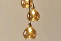 Statement Lighting|Pendant Lighting^Nkuku Ziva Statement Recycled Glass Cluster Pendant - Light Smoke Brown Tonal Red